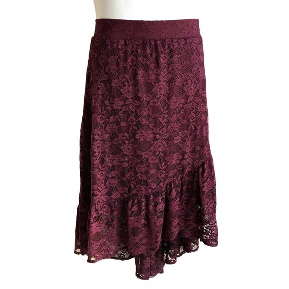 Torrid Merlot Lace Faux Wrap Midi Skirt Pull On Style size 3X